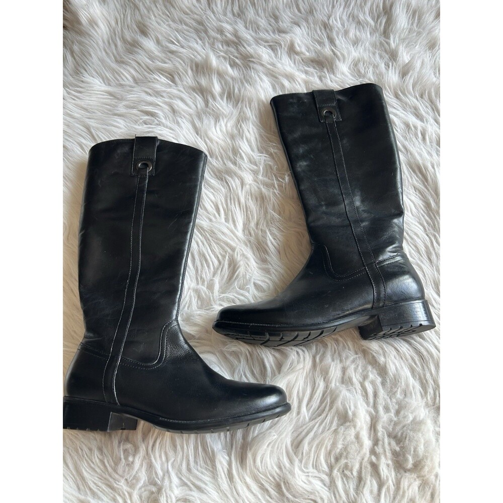 Clarks Women’s 8.5 Black Leather Knee Tall Riding Boot Equestrian Old Money